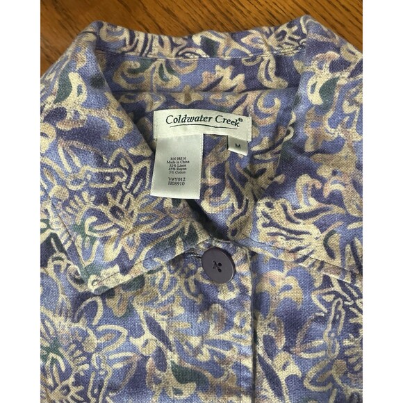 Coldwater Creek Linen Blend Blazer Sz Medium Purple Button Down Casual Jacket - Picture 3 of 5